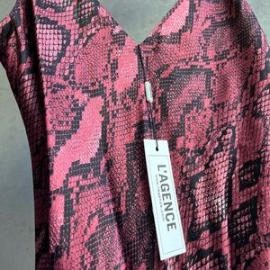 L’AGENCE Jodie Python Slip Dress In Red Snake Print